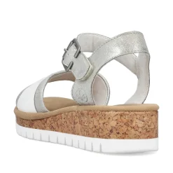 Rieker Women'S Wedge Sandals Silver-Platinum-Metallic