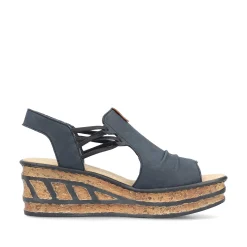 Rieker Women'S Wedge Sandals Steel Blue