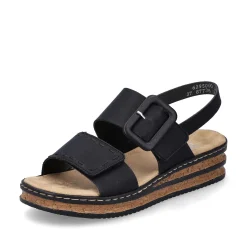 Rieker Women'S Wedge Sandals Jet Black