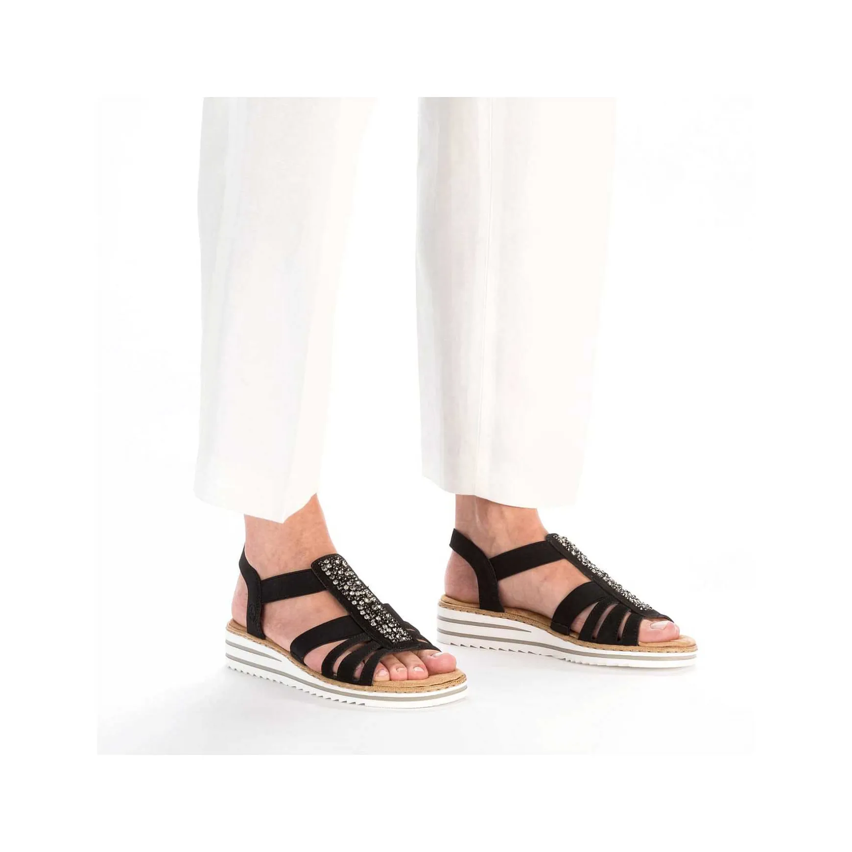 Rieker Women'S Wedge Sandals Night Black