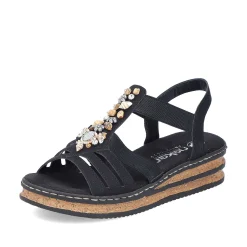 Rieker Women'S Wedge Sandals Midnight Black