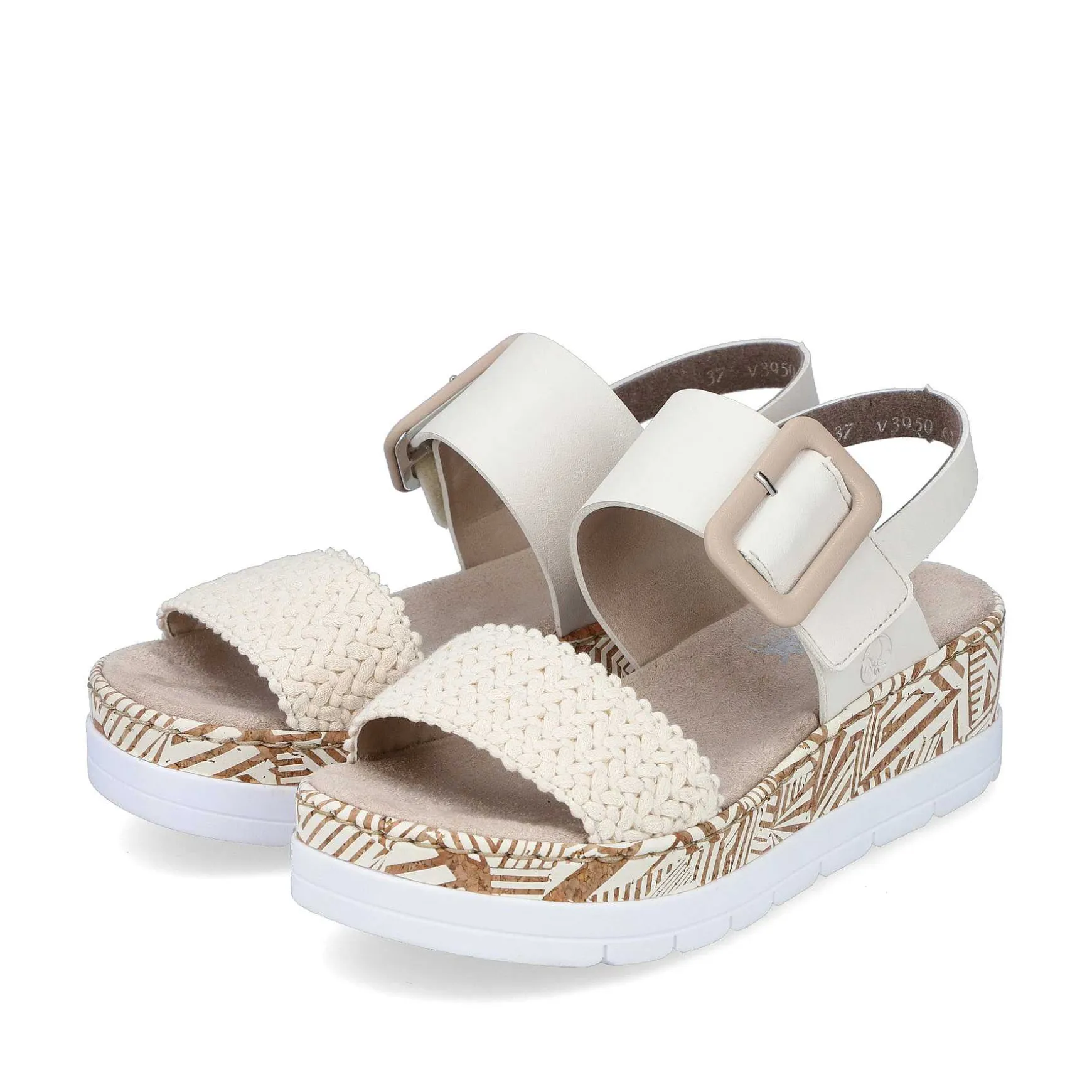 Rieker Women'S Wedge Sandals Light Beige