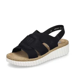 Rieker Women'S Wedge Sandals Jet Black