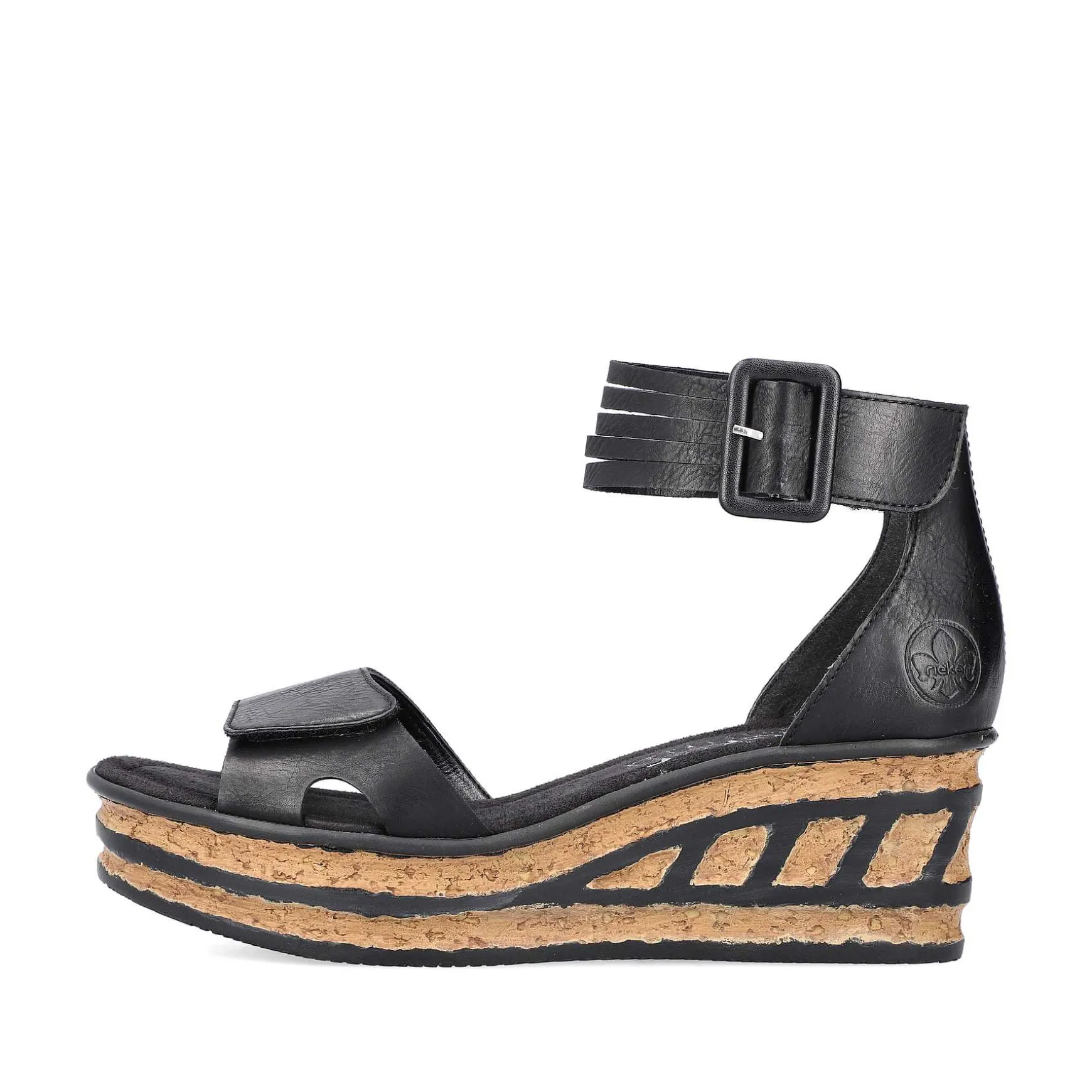 Rieker Women'S Wedge Sandals Glossy Black