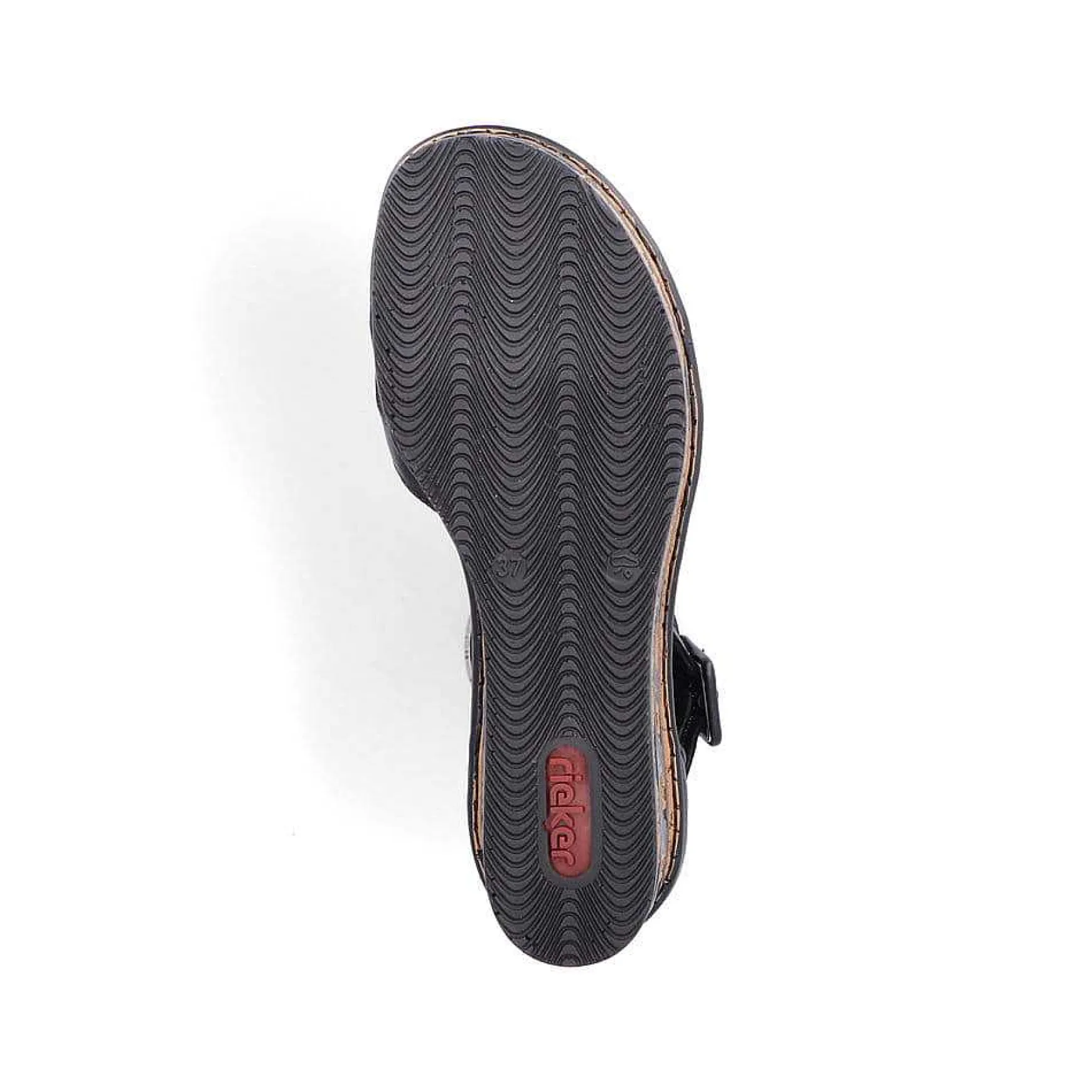 Rieker Women'S Wedge Sandals Glossy Black