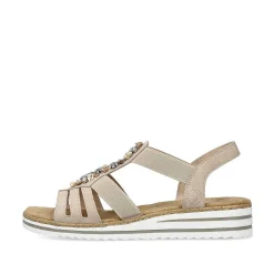 Rieker Women'S Wedge Sandals Cream Beige