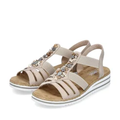 Rieker Women'S Wedge Sandals Cream Beige