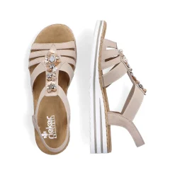 Rieker Women'S Wedge Sandals Cream Beige