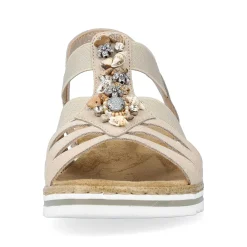 Rieker Women'S Wedge Sandals Cream Beige