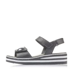 Rieker Women'S Wedge Sandals Jet Black