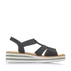 Rieker Women'S Wedge Sandals Jet Black