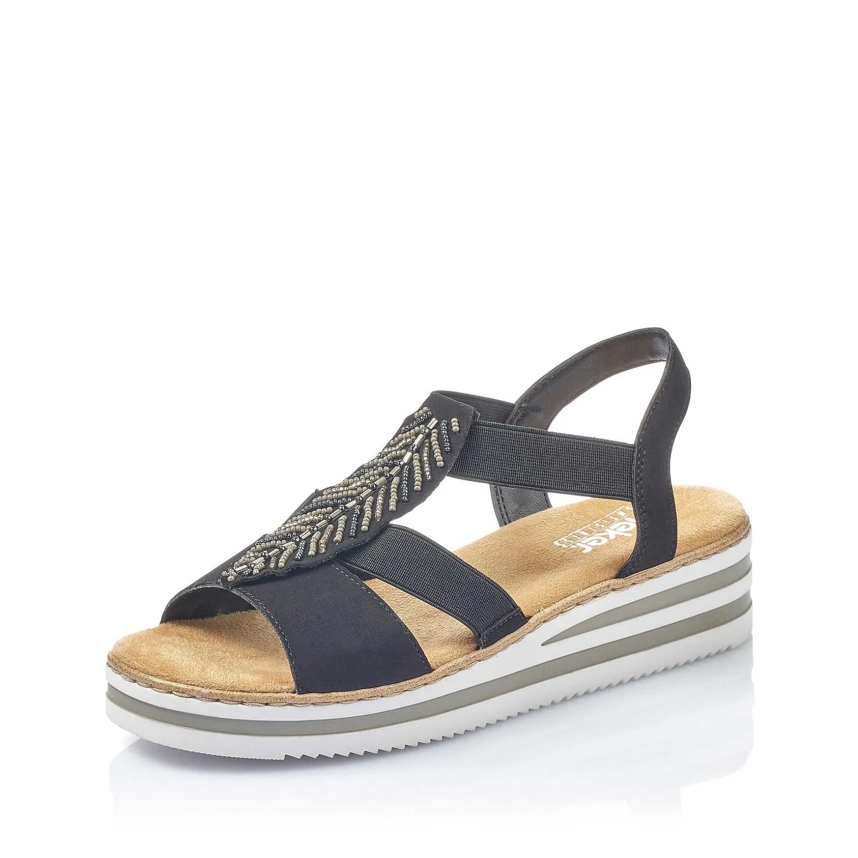 Rieker Women'S Wedge Sandals Jet Black