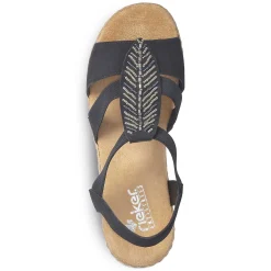 Rieker Women'S Wedge Sandals Jet Black