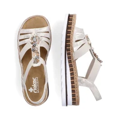 Rieker Women'S Wedge Sandals Beige Metallic