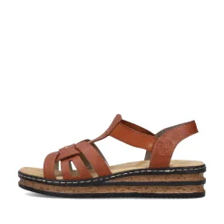 Rieker Women'S Wedge Sandals Chestnut Brown