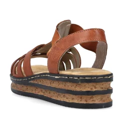 Rieker Women'S Wedge Sandals Chestnut Brown