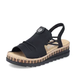 Rieker Women'S Wedge Sandals Midnight Black