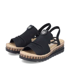Rieker Women'S Wedge Sandals Midnight Black