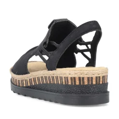 Rieker Women'S Wedge Sandals Midnight Black