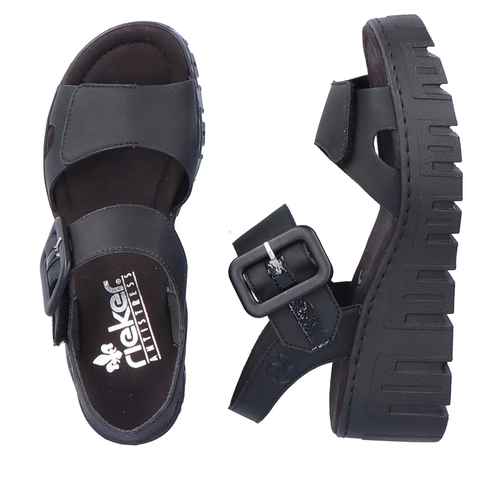 Rieker Women'S Wedge Sandals Jet Black