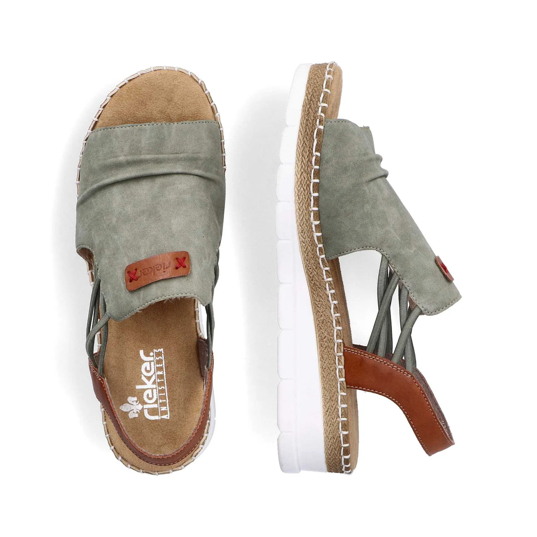 Rieker Women'S Wedge Sandals Khaki Green