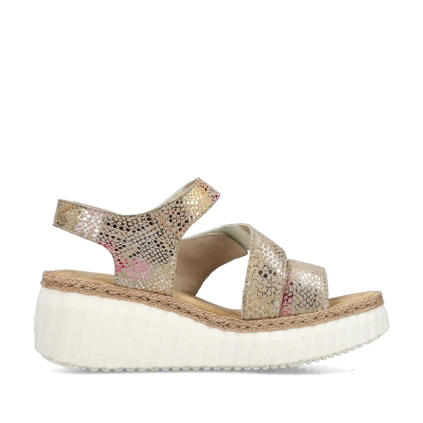 Rieker Women'S Wedge Sandals Multi-Bronze Metallic