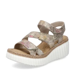 Rieker Women'S Wedge Sandals Multi-Bronze Metallic