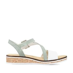 Rieker Women'S Wedge Sandals Mint Green-Pearl White