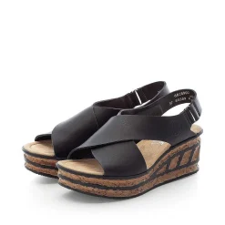 Rieker Women'S Wedge Sandals Jet Black