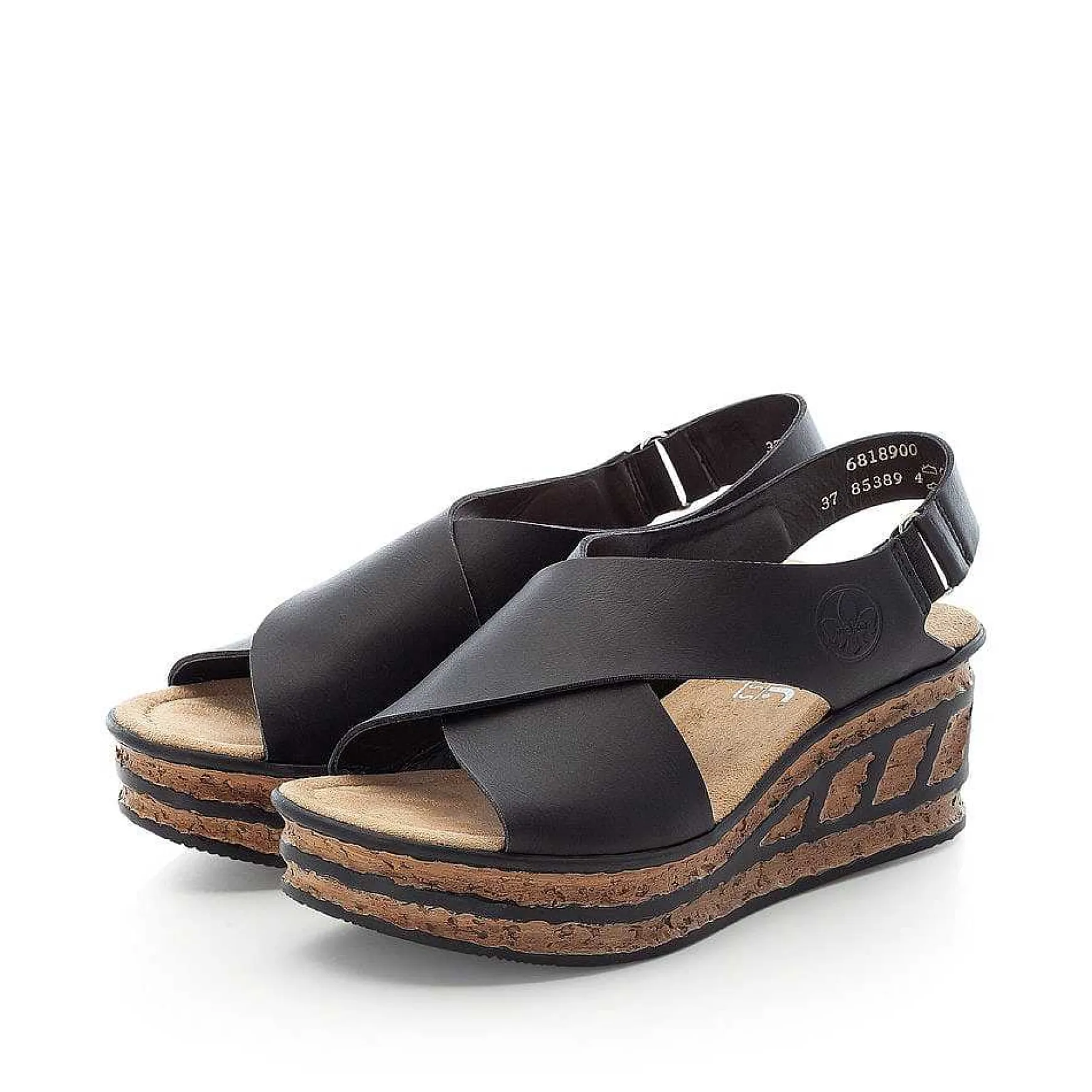 Rieker Women'S Wedge Sandals Jet Black