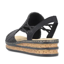 Rieker Women'S Wedge Sandals Asphalt Black