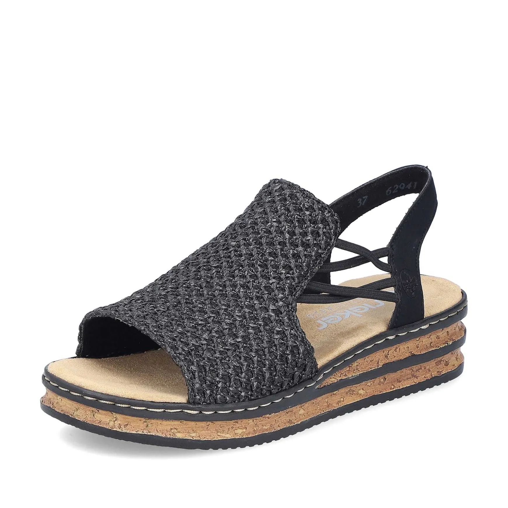 Rieker Women'S Wedge Sandals Asphalt Black