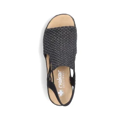 Rieker Women'S Wedge Sandals Asphalt Black