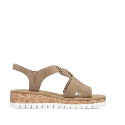 Rieker Women'S Wedge Sandals Brown-Beige