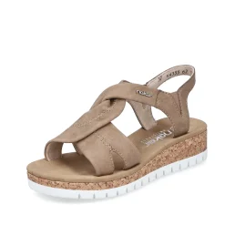 Rieker Women'S Wedge Sandals Brown-Beige