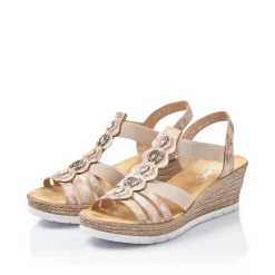 Rieker Women'S Wedge Sandals Old Pink