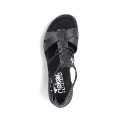 Rieker Women'S Wedge Sandals Asphalt Black
