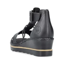 Rieker Women'S Wedge Sandals Asphalt Black