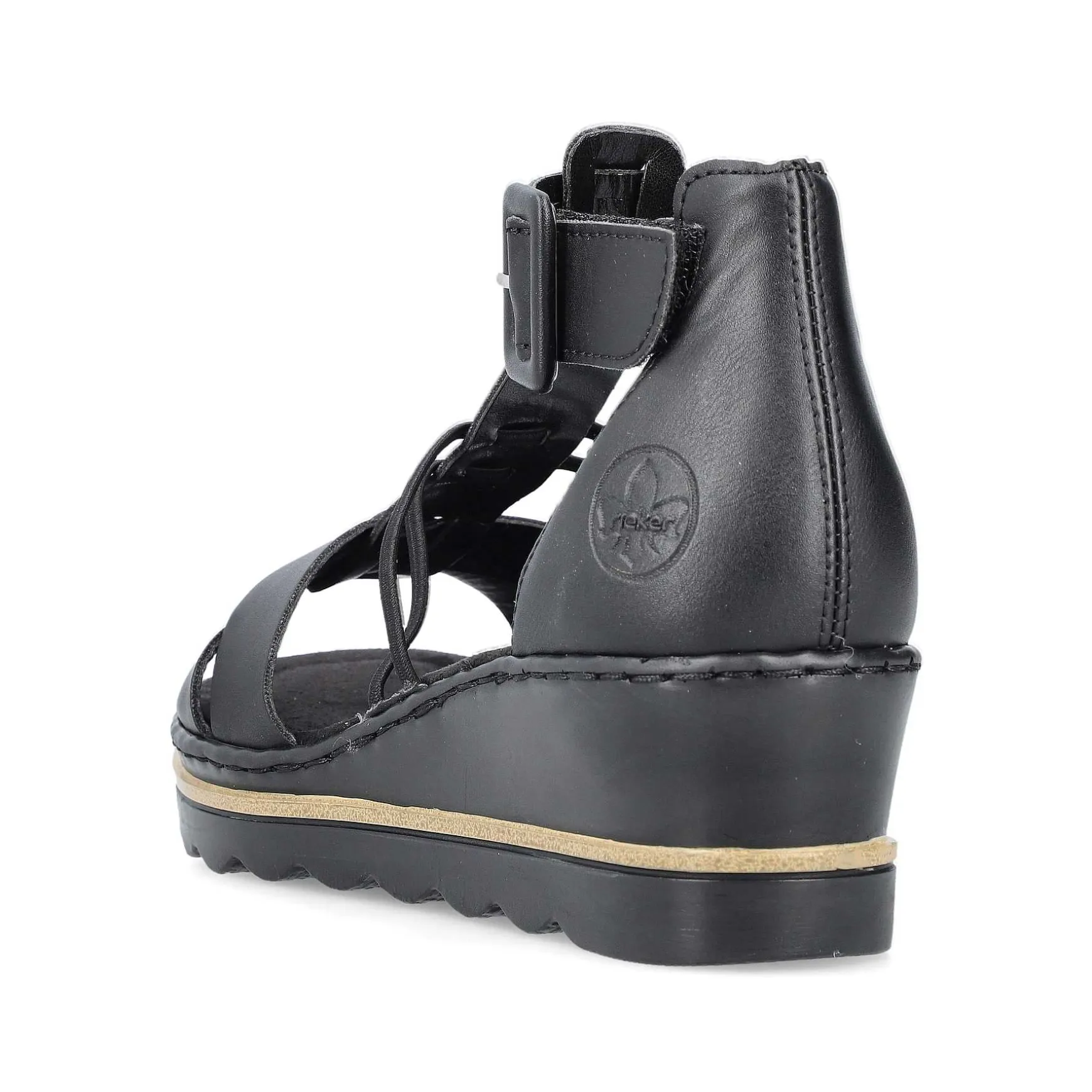 Rieker Women'S Wedge Sandals Asphalt Black