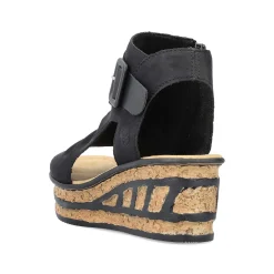 Rieker Women'S Wedge Sandals Night Black