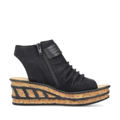 Rieker Women'S Wedge Sandals Night Black