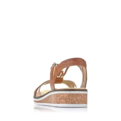 Rieker Women'S Wedge Sandals Chestnut Brown