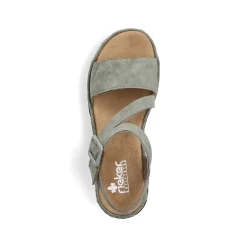 Rieker Women'S Wedge Sandals Green Gray