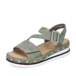 Rieker Women'S Wedge Sandals Green Gray