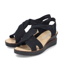 Rieker Women'S Wedge Sandals Jet Black