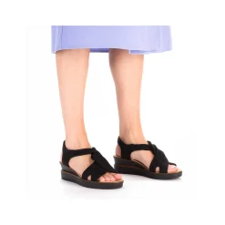 Rieker Women'S Wedge Sandals Jet Black