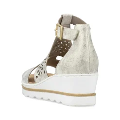Rieker Women'S Wedge Sandals Silver-Platinum-Metallic