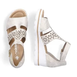 Rieker Women'S Wedge Sandals Silver-Platinum-Metallic