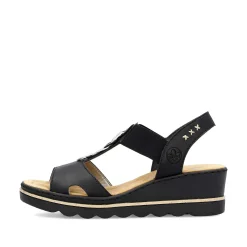 Rieker Women'S Wedge Sandals Jet Black