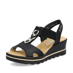 Rieker Women'S Wedge Sandals Jet Black